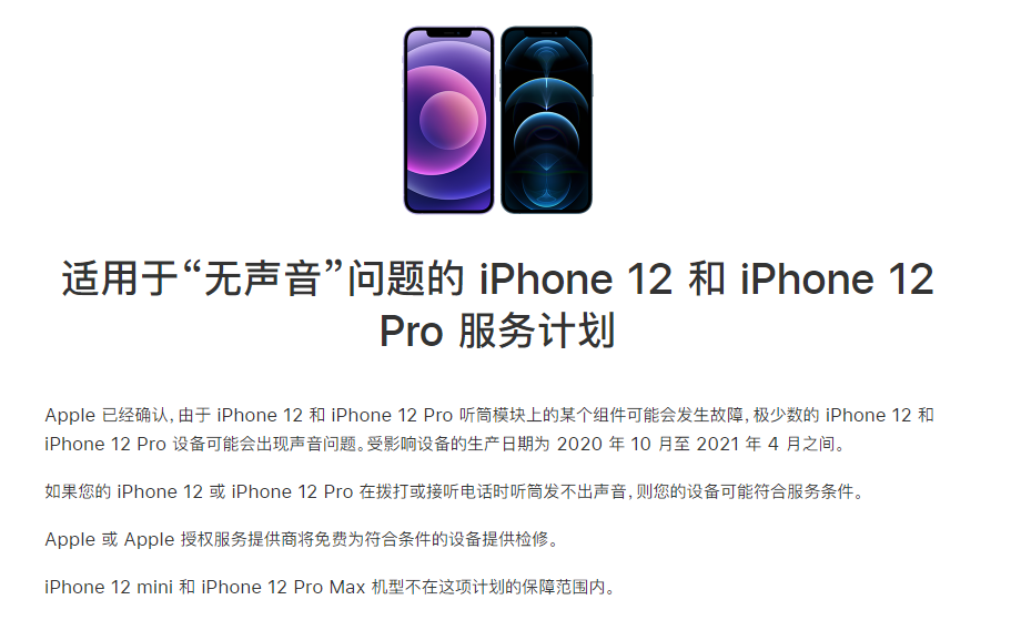 特克斯苹果手机维修分享iPhone 12/Pro 拨打或接听电话时无声音怎么办 